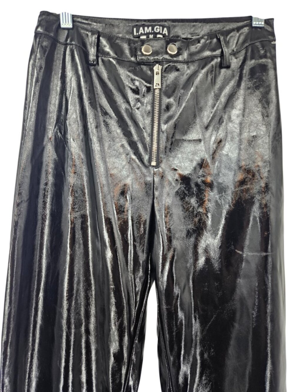 I.AM.GIA Nikole Faux Patent Leather Pants Black Women's Size M High Rise Party - Picture 6 of 13
